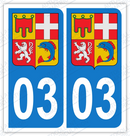 Auto - Sticker immatriculation 03 - Allier - Blason Auvergne Rhône Alpes