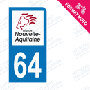 Moto - Sticker immatriculation 64 - Nouvelle Aquitaine new