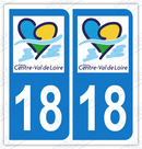 Auto - Autocollant plaque immatriculation 18 - Centre - Val de Loire