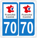 Auto - Sticker immatriculation 70 - Haute Saône