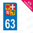 Moto - Sticker immatriculation 63 - Blason Auvergne Rhône Alpes new