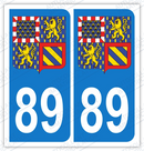 Auto - Sticker immatriculation 89 - Blason Bourgogne Franche-Comté