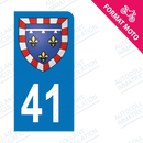 Moto - Autocollant plaque immatriculation 41 - Blason centre val de loire new