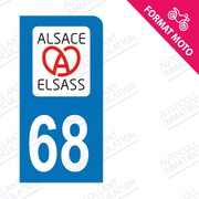 Moto - Autocollant immatriculation 68 – Alsace