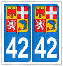 Auto - Sticker immatriculation 42 - Blason Auvergne Rhône Alpes