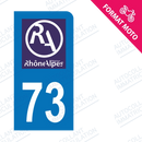 Moto - Sticker immatriculation 73 - Nouveau logo Rhône Alpes new
