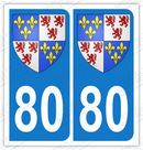 Auto - Sticker immatriculation 80 - Blason Picardie