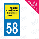 Moto - Sticker immatriculation 58 - Nouvelle région Bourgogne Franche-Comté new
