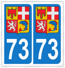 Auto - Sticker immatriculation 73 - Blason Auvergne Rhône Alpes