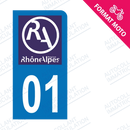 Moto - Autocollant immatriculation 01 - Nouveau logo Rhône Alpes new