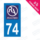 Moto - Sticker immatriculation 74 - Nouveau logo Rhône Alpes new