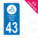 Moto - Sticker immatriculation 43 - Haute loire - Nouvelle région Auvergne Rhône Alpes new