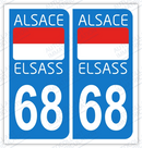 Auto - Sticker immatriculation 68 - Rot un Wiss