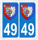 Auto - Sticker immatriculation 49 - Blason Pays de la loire