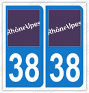 Auto - Sticker immatriculation 38 - Isère