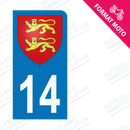 Moto - Sticker immatriculation 14 - Blason Normandie new