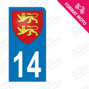 Moto - Autocollant immatriculation 14 – Blason Normandie