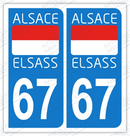 Auto - Sticker immatriculation 67 - Rot un Wiss