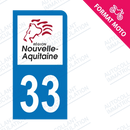 Moto - Sticker immatriculation 33 - Nouvelle Aquitaine new