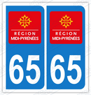 Auto - Sticker immatriculation 65 - Hautes Pyrénées