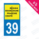 Moto - Sticker immatriculation 39 - Nouvelle région Bourgogne Franche-Comté new