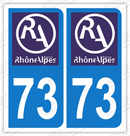 Auto - Sticker immatriculation 73 - Nouveau logo Rhône Alpes
