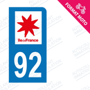 Moto - Sticker immatriculation 92 - Haut de seine new