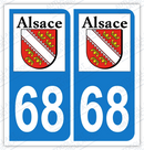 Auto - Sticker immatriculation 68 - Haut Rhin