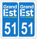 Auto - Sticker immatriculation 51 - Grand-Est