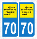 Auto - Sticker immatriculation 70 - Nouvelle région Bourgogne Franche-Comté