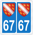 Auto - Sticker immatriculation 67 - Blason Alsace
