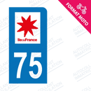 Moto - Sticker immatriculation 75 - Paris new