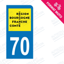 Moto - Sticker immatriculation 70 - Nouvelle région Bourgogne Franche-Comté new