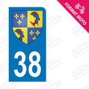 Moto - Sticker immatriculation 38 - Blason du Dauphiné new