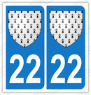 Auto - Sticker immatriculation 22 - Blason bretagne