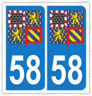 Auto - Sticker immatriculation 58 - Blason Bourgogne Franche-Comté