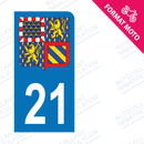 Moto - Sticker immatriculation 21 - Blason Bourgogne Franche-Comté new
