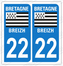 Auto - Sticker immatriculation 22 – Côtes d'Armor