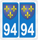 Auto - Sticker immatriculation 94 - Blason Ile de France
