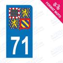 Moto - Sticker immatriculation 71 - Blason Bourgogne Franche-Comté new