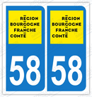 Auto - Sticker immatriculation 58 - Nouvelle région Bourgogne Franche-Comté