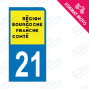 Moto - Sticker immatriculation 21 - Nouvelle région Bourgogne Franche-Comté new