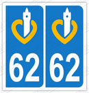 Auto - Sticker immatriculation 62 - Pas de Calais