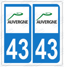 Auto - Sticker immatriculation 43 - Haute loire