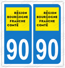 Auto - Sticker immatriculation 90 - Nouvelle région Bourgogne Franche-Comté