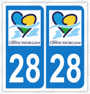 Auto - Autocollant plaque immatriculation 28 - Centre - Val de Loire