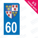 Moto - Sticker immatriculation 60 - Blason Picardie new