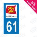 Moto - Sticker immatriculation 61 - Nouvelle région Normandie new
