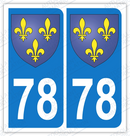 Auto - Sticker immatriculation 78 - Blason Ile de France
