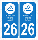 Auto - Autocollant immatriculation 26 – Auvergne-Rhône-Alpes